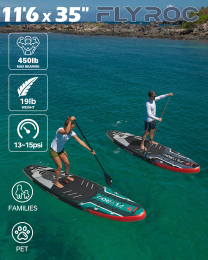 11'6x35'' Extra Wide Inflatable Paddle Board, Green