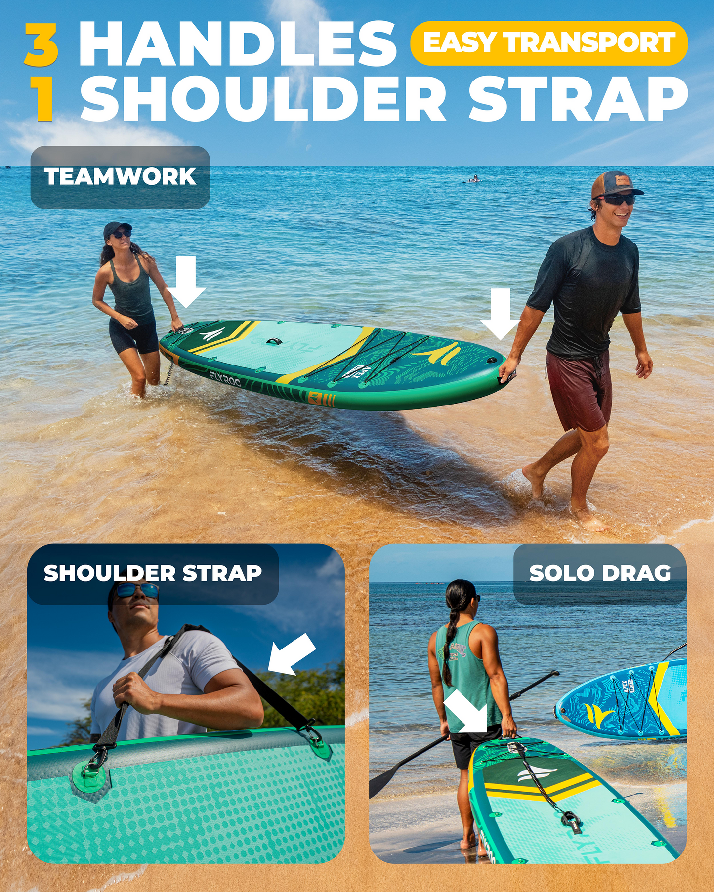 FLYROC 11'6x35'' Extra Wide Inflatable Paddle Board，Green