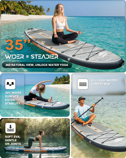 Flyroc 11'6x35'' Extra Wide Inflatable Paddle Board, Jungle Gray