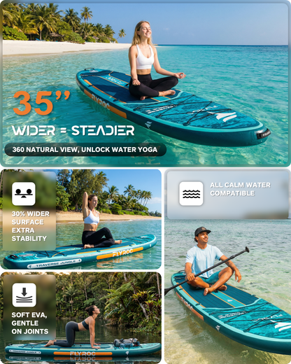 Flyroc 11'6"×35" Inflatable Stand Up Paddle Board, Jungle Blue