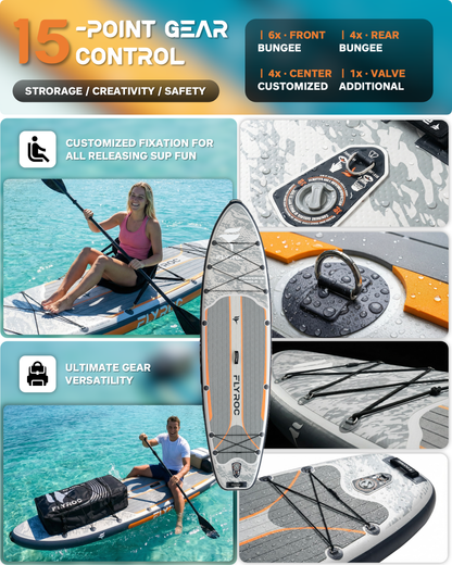 Flyroc 11'6x35'' Extra Wide Inflatable Paddle Board, Jungle Gray