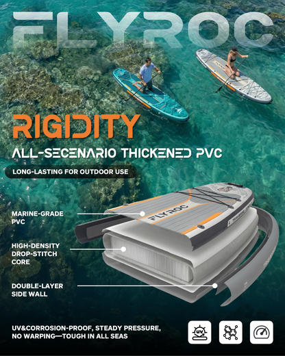 Flyroc 11'6x35'' Extra Wide Inflatable Paddle Board, Jungle Gray