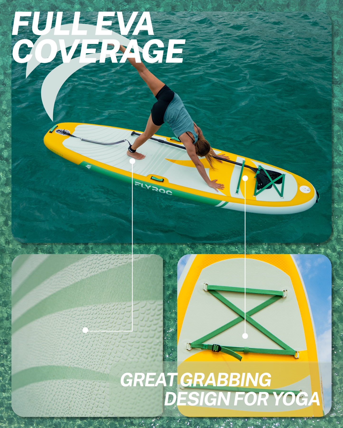 11’x35 Extra Wide Inflatable Paddle Board, yellow